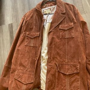 Wilsons Leather M. julian brown Suede Genuine Leather Jacket button up Mens